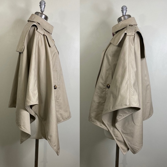 DREAMY DOUBLE BREASTED PONCHO TRENCH COAT 🧥 OPEN SIDES SIZE MEDIUM 100% COTTON - Picture 10 of 17